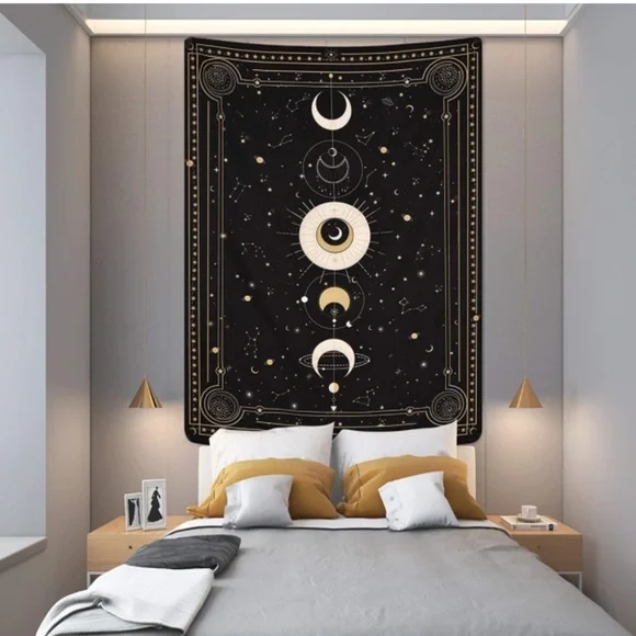 Constellation Moon Phase Solar System Planet Galaxy Retro Art Tapestry Wall Art - Picture 8 of 8